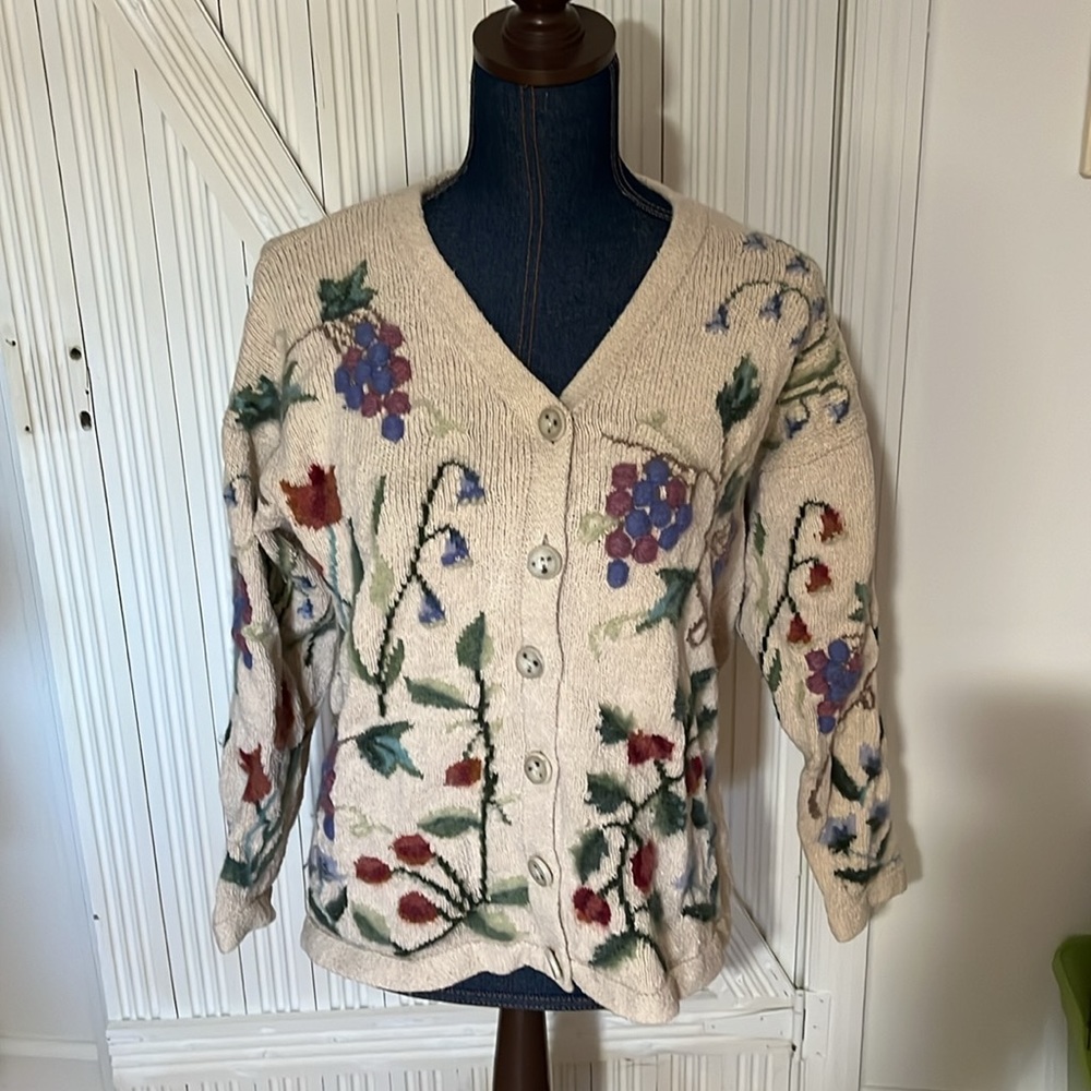 Vintage Talbots floral cardigan size medium - Picture 1 of 9